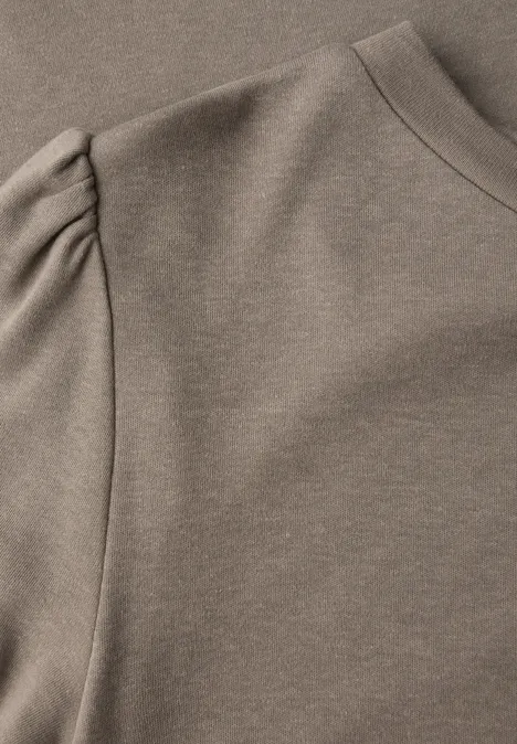 Basic T-Shirt mit Raffung bark brown
