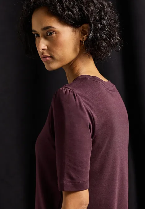 Basic T-Shirt mit Raffung jazz berry