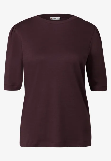 Basic T-Shirt mit Raffung jazz berry