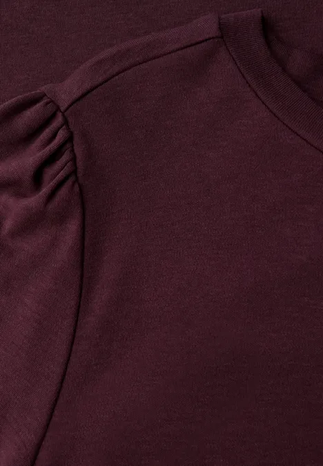 Basic T-Shirt mit Raffung jazz berry