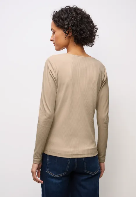 Shirt met hartvormige halslijn sanded beige