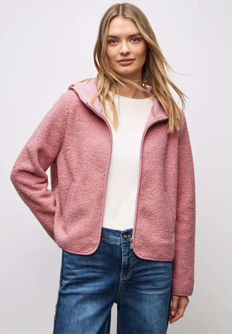 Teddy-Jacke mit Kapuze powder pink