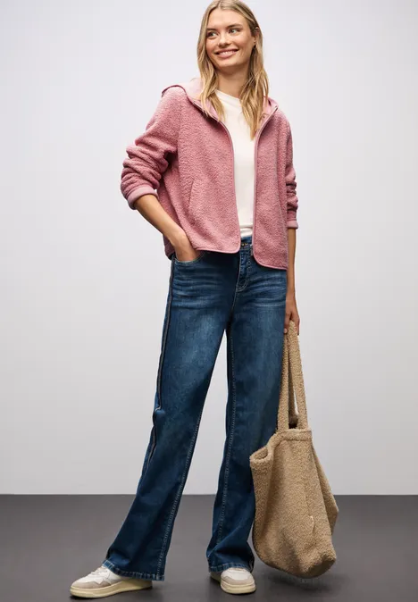 Teddy-Jacke mit Kapuze powder pink