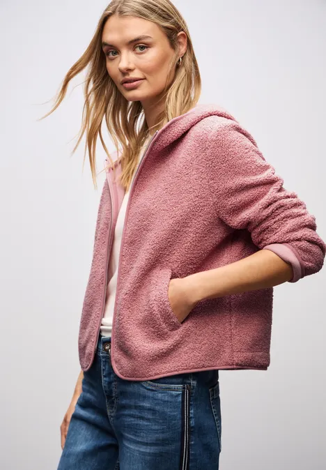 Teddy-Jacke mit Kapuze powder pink