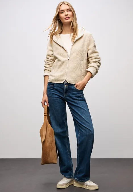 Veste Teddy avec capuche Soft Fawn Beige