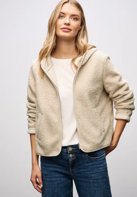 Veste Teddy avec capuche Soft Fawn Beige