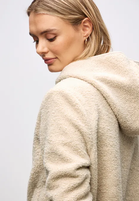 Veste Teddy avec capuche Soft Fawn Beige