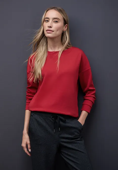 Shirt mit Ripp-Detail racing red mel.