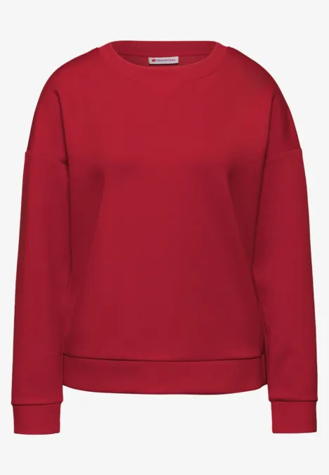 Shirt mit Ripp-Detail racing red mel.