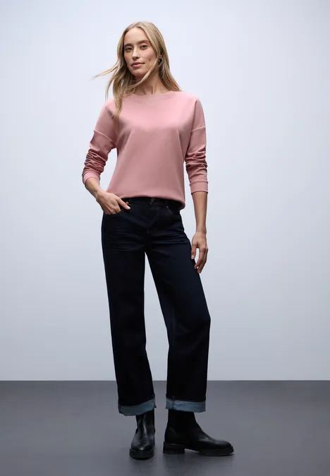 T-shirt avec détail côtelé powder pink mel.