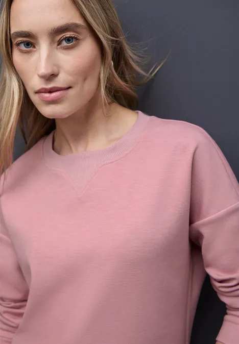T-shirt avec détail côtelé powder pink mel.