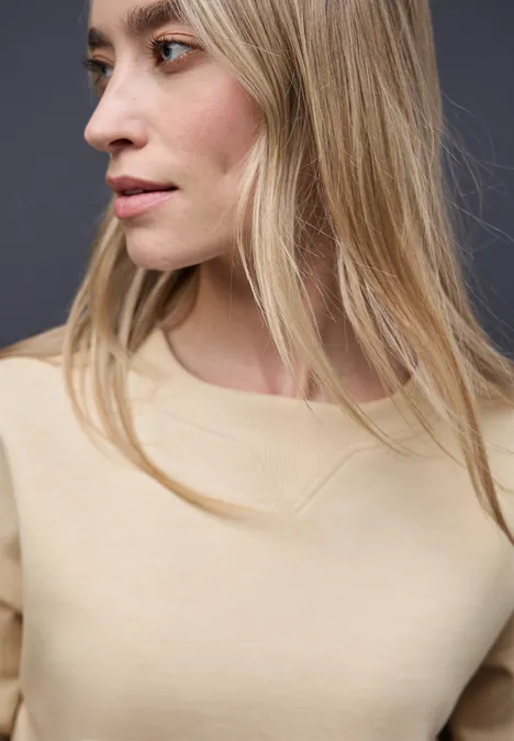 T-shirt avec détail côtelé sanded beige mel.