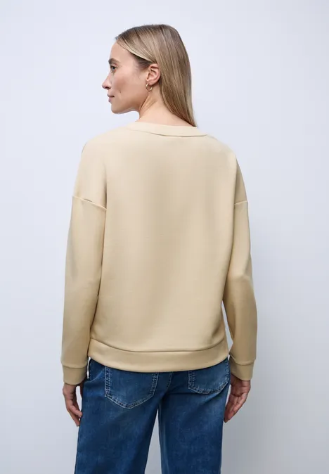 T-shirt avec détail côtelé sanded beige mel.