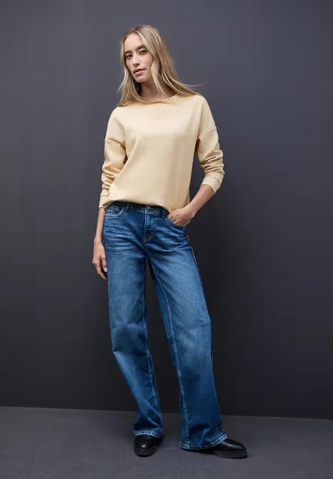 T-shirt avec détail côtelé sanded beige mel.