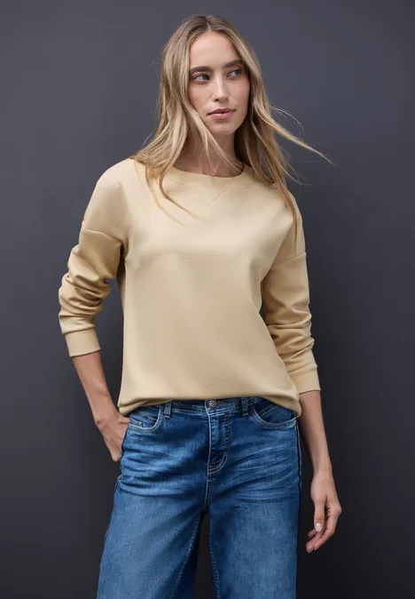 T-shirt avec détail côtelé sanded beige mel.