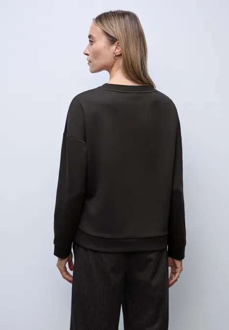 Shirt mit Ripp-Detail darkest brown mel.