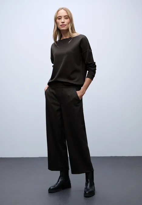 Shirt mit Ripp-Detail darkest brown mel.
