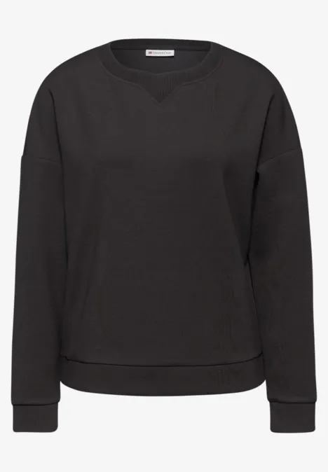 Shirt mit Ripp-Detail darkest brown mel.