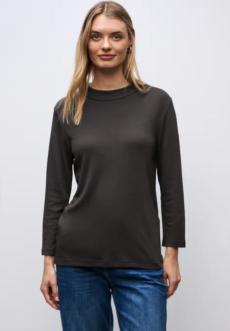 Basic col shirt darkest brown