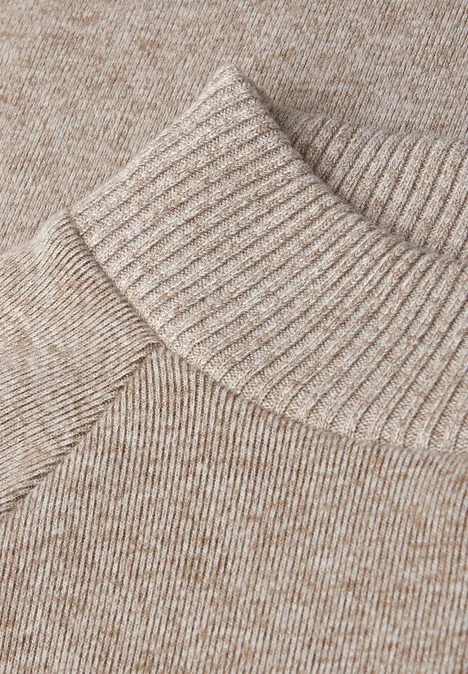 Gezellig gemêleerd shirt sanded beige mel.