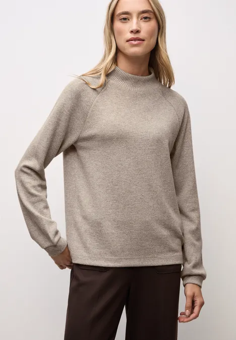 Gezellig gemêleerd shirt sanded beige mel.