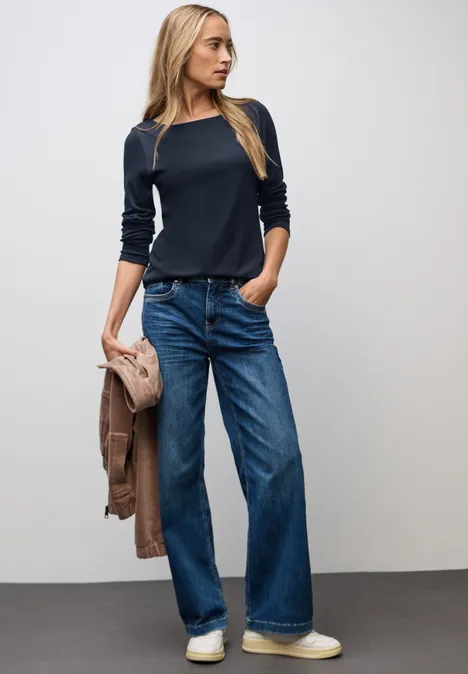 Basic shirt met lange mouwen deep blue