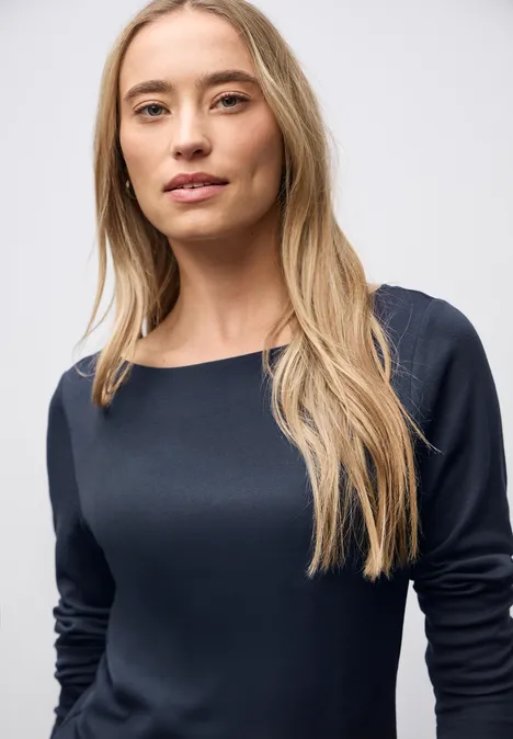 Basic shirt met lange mouwen deep blue