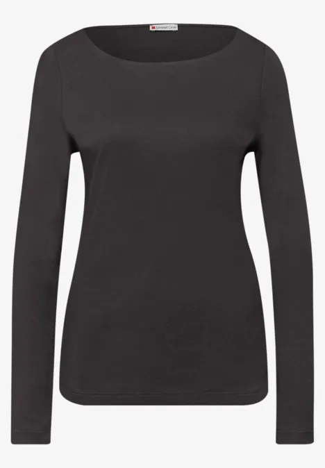 Basic shirt met lange mouwen darkest brown