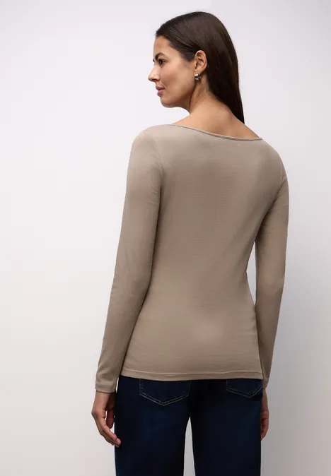 Basic Langarmshirt light terra mocha