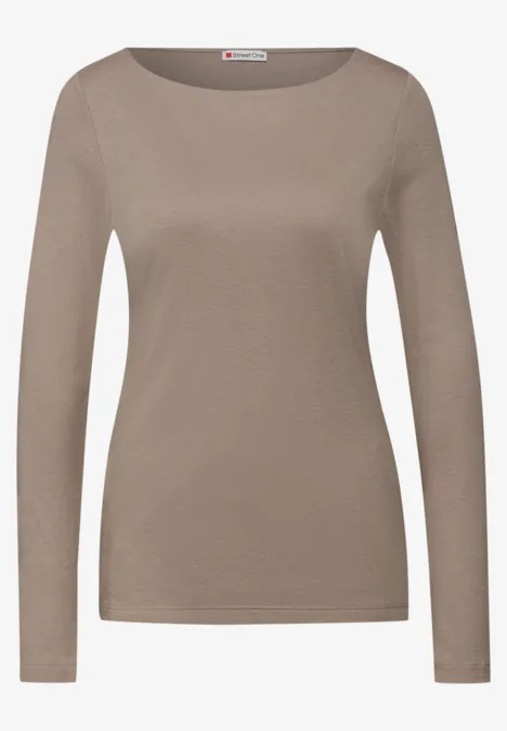 Basic Langarmshirt light terra mocha