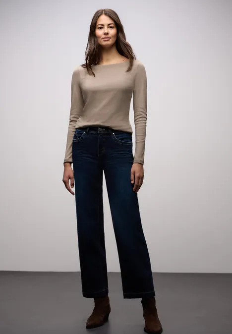 Basic Langarmshirt light terra mocha