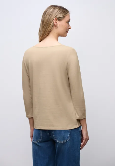 Shirt mit Carré Ausschnitt sanded beige mel.