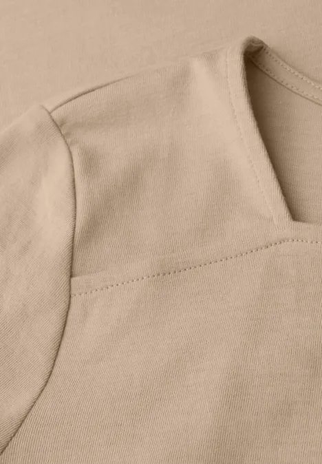 Shirt mit Carré Ausschnitt sanded beige mel.