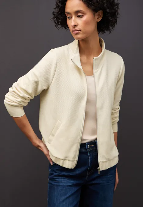Strukturjacke mit Zipper soft beige
