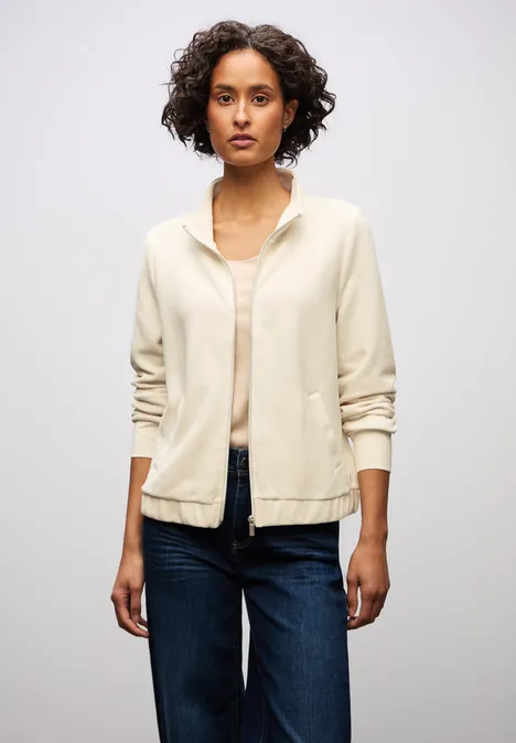 Strukturjacke mit Zipper soft beige