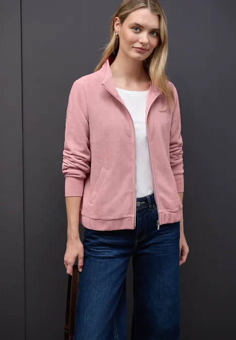 Strukturjacke mit Zipper powder pink