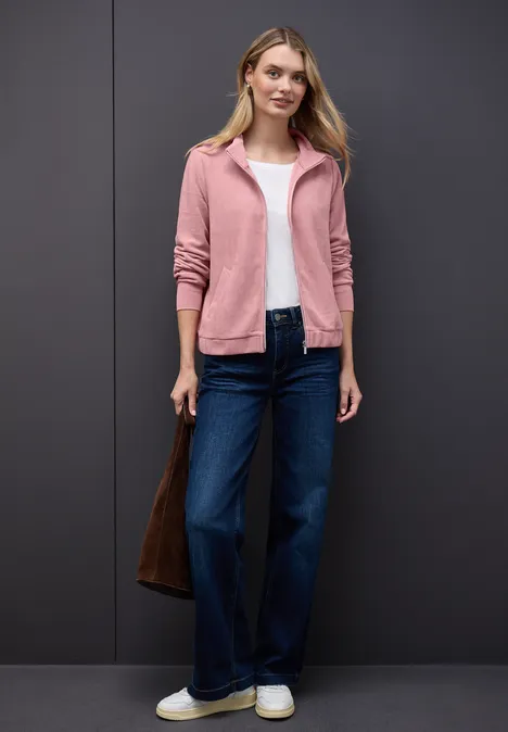Strukturjacke mit Zipper powder pink