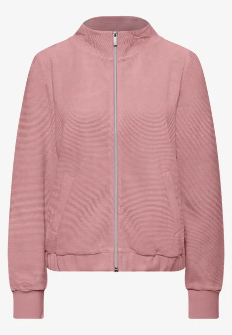 Strukturjacke mit Zipper powder pink