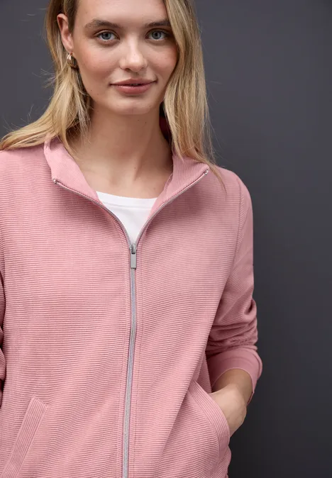 Strukturjacke mit Zipper powder pink