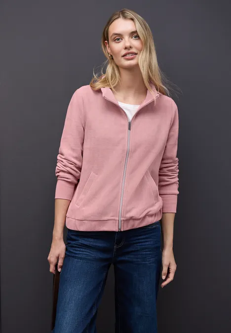 Strukturjacke mit Zipper powder pink