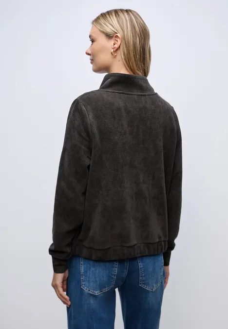 Strukturjacke mit Zipper darkest brown