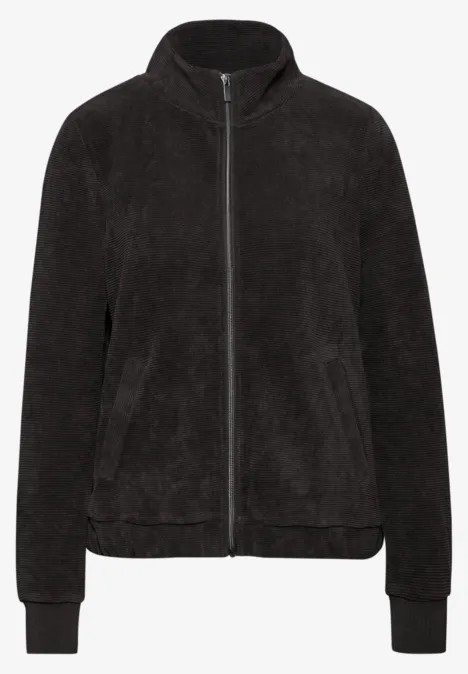 Strukturjacke mit Zipper darkest brown
