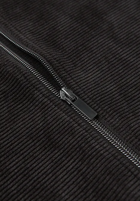 Strukturjacke mit Zipper darkest brown