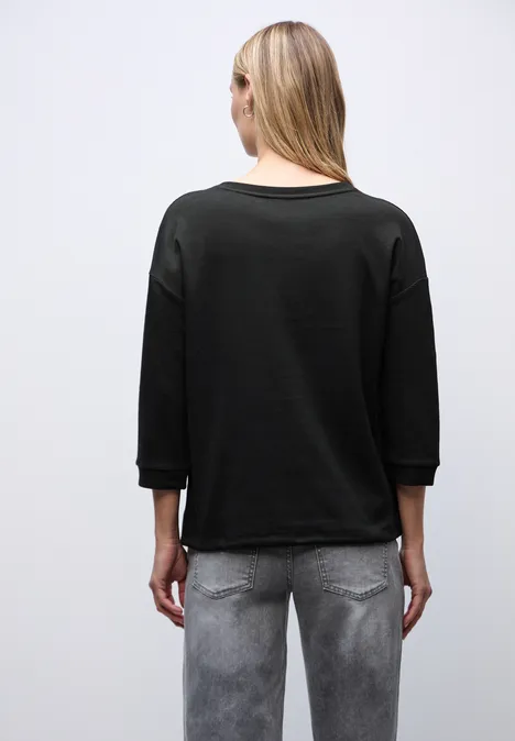 T-shirt à structure mixte Black