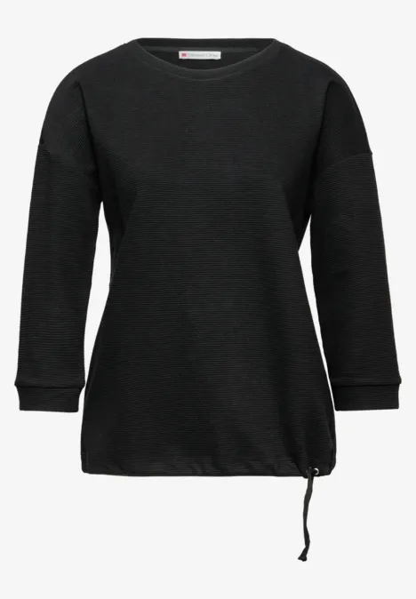 T-shirt à structure mixte Black