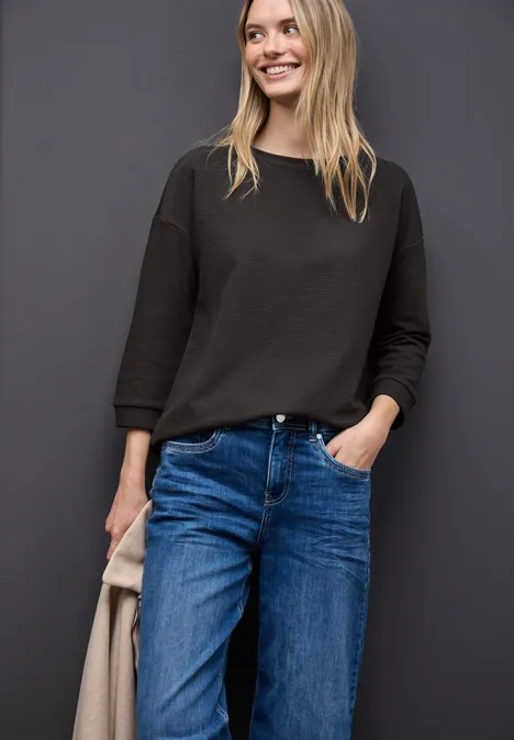 T-shirt à structure mixte darkest brown