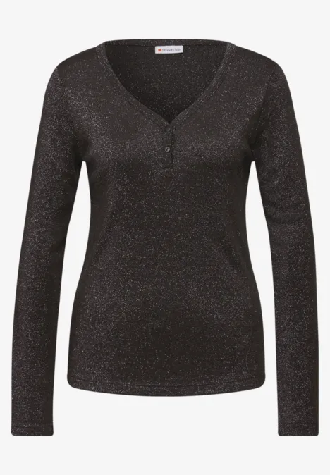 Glitzerndes Langarmshirt darkest brown