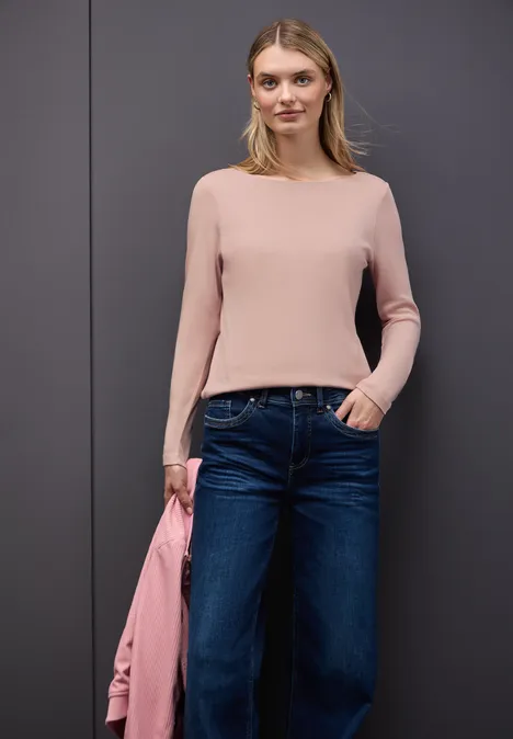 Basic Langarmshirt faded rose
