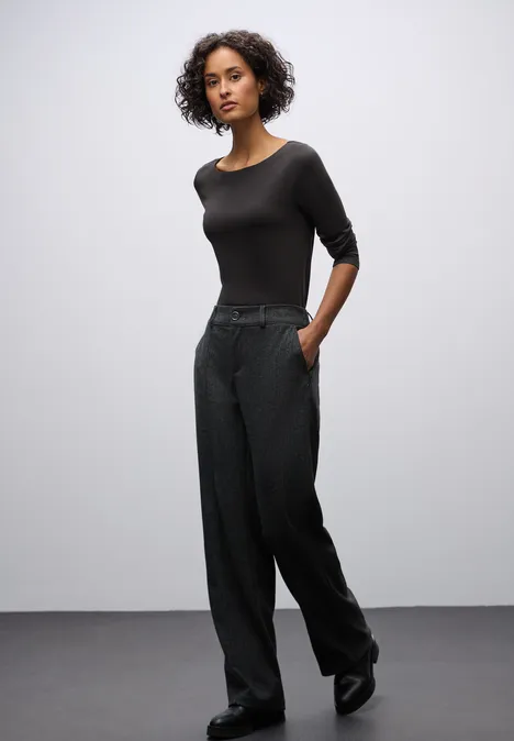Basic Langarmshirt darkest brown