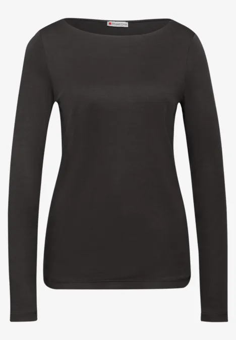 Basic Langarmshirt darkest brown